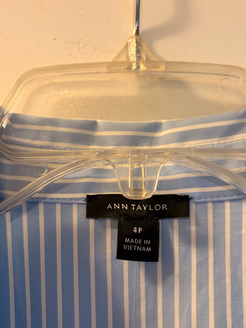 Ann Taylor Light Blue Pinstripe Midi Shirt Dress with Belt NWT - Picture 5 of 9